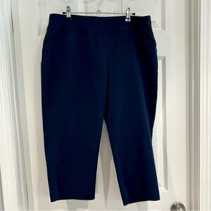 Croft & Barrow Women Capri Cropped Pants Sz 14 Stretch Navy Blue Mid Rise NWOT